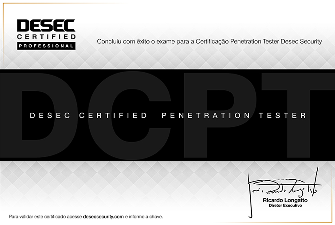 Certificado Desec Certified Penetration Tester